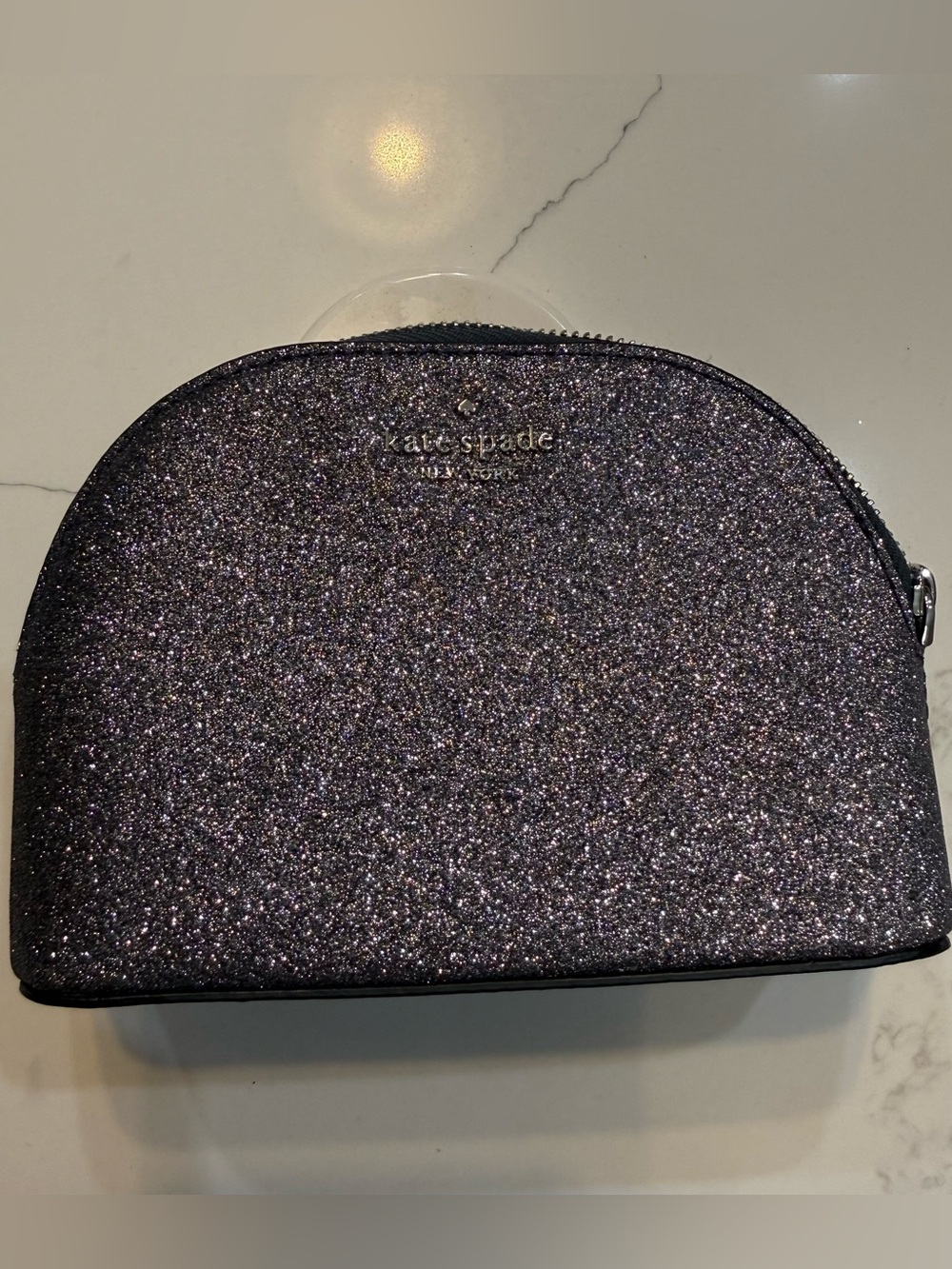 Kate Spade New York Small Make-up Travel Bag domed Lola glitter navy dusk